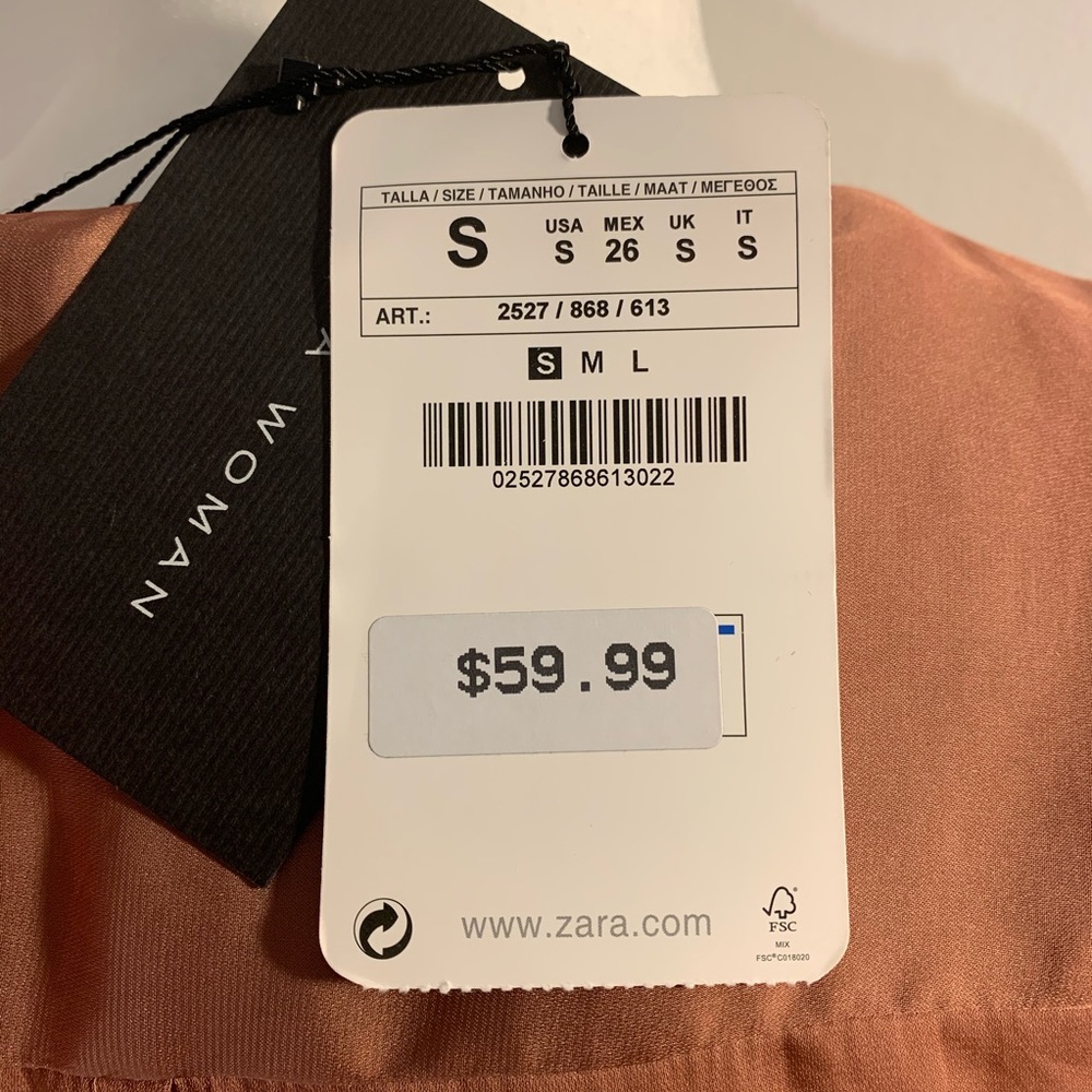 ZARA SATIN COPPER SLEEVELESS BUTTON DOWN DRESS - Picture 4 of 4